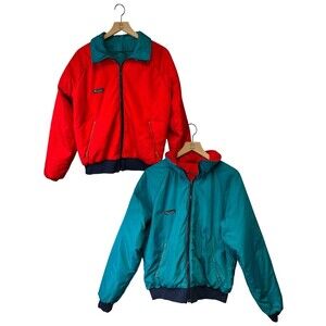 Vintage 1990s COLUMBIA Thinsulate Reversible Puffer Jacket Red Teal Men’s Large